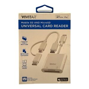 Vivitar Mobile SD & MicroSD Universal Card Reader | USB-C, Lightning, Micro USB